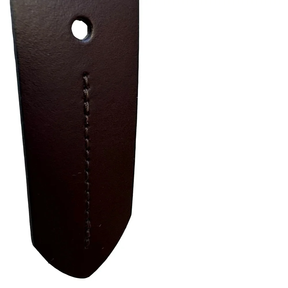 Mens Large Brown Genuine Leather Belt Silver‎ Buckle Made in Guatemala Casual
